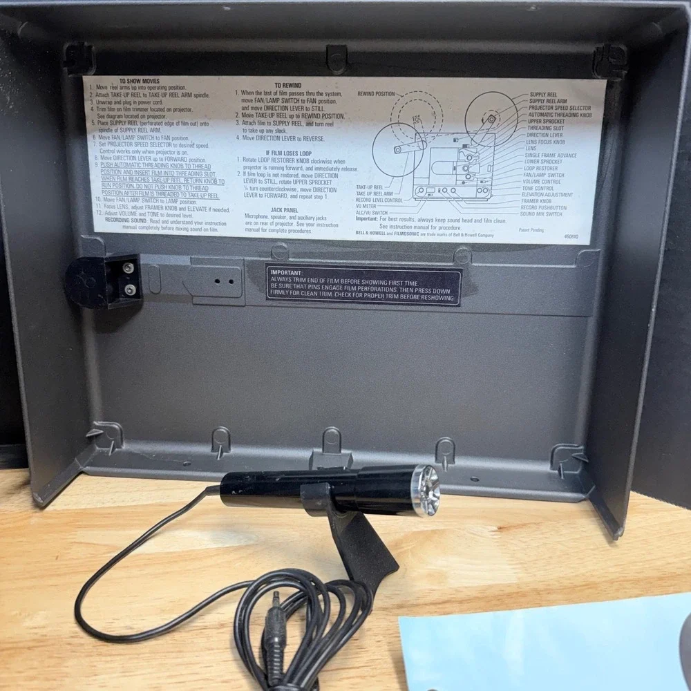 Bell & Howell Filmosonic 1745C Super 8 Sound Movie Projector w/ Mic Reel Manual